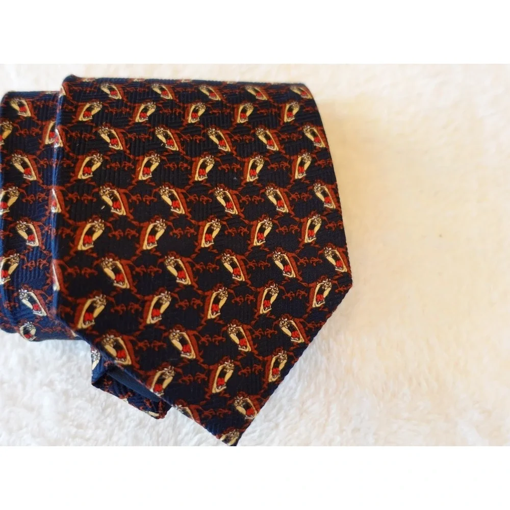 Vtg Y2K TAZ AOP Looney Tunes Tazmanian Devil Silk Neck Tie NWOT 2000 Warner Bros